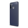 Gigapack Samsung Galaxy A21 Szilikon telefonvédő (légpárnás sarok, szálcsiszolt, karbon minta, sötétkék)