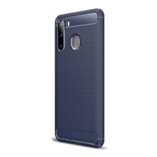 Gigapack Samsung Galaxy A21 Szilikon telefonvédő (légpárnás sarok, szálcsiszolt, karbon minta, sötétkék) tok és táska