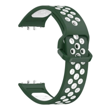 Gigapack Samsung Galaxy Fit 3 pótszíj (egyedi méret, szilikon, lyukacsos, légáteresztő) sötétzöld/fehér okosóra kellék