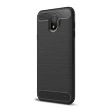 Gigapack Samsung Galaxy J4 (2018) Szilikon telefonvédő (légpárnás sarok, szálcsiszolt, karbon minta, fekete) tok és táska