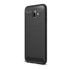 Gigapack Samsung Galaxy J6+ Szilikon telefonvédő (légpárnás sarok, szálcsiszolt, karbon minta, fekete) tok és táska