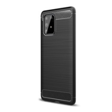 Gigapack Samsung Galaxy S10 Lite Szilikon telefonvédő (légpárnás sarok, szálcsiszolt, karbon minta, fekete) tok és táska