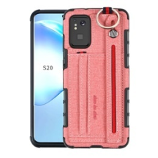 Gigapack Samsung Galaxy S20+ Szilikon telefonvédő (asztali tartó funkció, bankkártya tartó, texti, rózsaszín) tok és táska