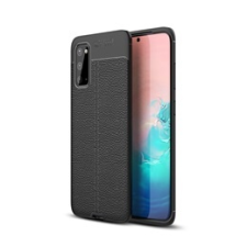 Gigapack Samsung Galaxy S20 Szilikon telefonvédő (bőr hatású, varrás minta, fekete) tok és táska