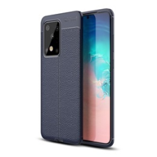 Gigapack Samsung Galaxy S20 Ultra Szilikon telefonvédő (bőr hatású, varrás minta, sötétkék) tok és táska