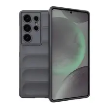 Gigapack Samsung Galaxy S25 Ultra (SM-S938) szilikon telefonvédő (ütésállóság, kameravédő, 3d) sötétszürke tok és táska