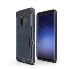 Gigapack Samsung Galaxy S9 műanyag telefonvédő (közepesen ütésálló, szálcsiszolt minta, sötétkék) tok és táska