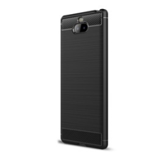 Gigapack Sony Xperia 10+ Szilikon telefonvédő (légpárnás sarok, szálcsiszolt, karbon minta, fekete) tok és táska