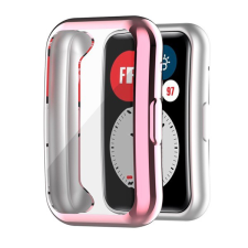 Gigapack Szilikon keret (BUMPER, ütésálló, fémhatás) RÓZSASZÍN [Huawei Watch Fit] (5996591037837) okosóra kellék