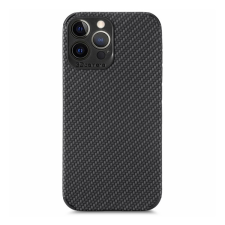 Gigapack Szilikon telefonvédő (bőr hatású, kamera védelem, karbon minta) FEKETE Apple iPhone 13 Pro tok és táska
