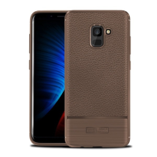 Gigapack Szilikon telefonvédő (közepesen ütésálló, bőr hatású, szálcsiszolt) BARNA Samsung Galaxy A8 Plus (2018) SM-A730F tok és táska