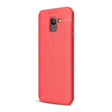 Gigapack Szilikon telefonvédő (közepesen ütésálló, bőr hatású, varrás minta) PIROS Samsung Galaxy J6 (2018) SM-J600F tok és táska