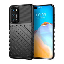 Gigapack Szilikon telefonvédő (közepesen ütésálló, csíkos, dombor minta) FEKETE [Huawei P40] (5996457971688) tok és táska