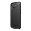 Gigapack Szilikon telefonvédő (közepesen ütésálló, légpárnás sarok, szálcsiszolt, karbon minta) FEKETE [Apple iPhone 13] (5996591103785)