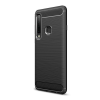 Gigapack Szilikon telefonvédő (közepesen ütésálló, légpárnás sarok, szálcsiszolt, karbon minta) FEKETE [Samsung Galaxy A9 (2018) SM-A920] (5996457823901)