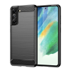 Gigapack Szilikon telefonvédő (közepesen ütésálló, légpárnás sarok, szálcsiszolt, karbon minta) FEKETE [Samsung Galaxy S21 FE (SM-G990)] (5996591125718)
