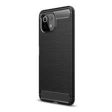 Gigapack Szilikon telefonvédő (közepesen ütésálló, légpárnás sarok, szálcsiszolt, karbon minta) FEKETE [Xiaomi 11 Lite 5G NE] tok és táska