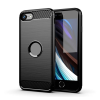 Gigapack Szilikon telefonvédő (közepesen ütésálló, légpárnás sarok, szálcsiszolt, karbon minta, logó kivágás) FEKETE Apple iPhone 7 4.7, Apple iPhone 8 4.7