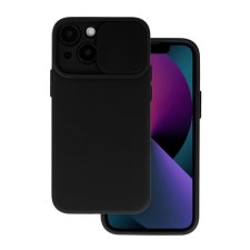 Gigapack Szilikon telefonvédő (matt, mikrofiber plüss belső, kamera védelem) FEKETE Apple iPhone 14 tok és táska