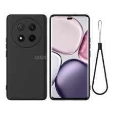 Gigapack Szilikon telefonvédő (matt, mikrofiber plüss karcolásmentesítő belső, prémium + kézpánt) FEKETE (GP-166703) tok és táska