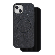 Gigapack Szilikon telefonvédő (műanyag hátlap, kameravédő, MagSafe, csillogó) FEKETE Apple iPhone 15 tok és táska