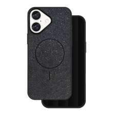 Gigapack Szilikon telefonvédő (műanyag hátlap, kameravédő, MagSafe, csillogó) FEKETE Apple iPhone 16 tok és táska