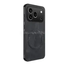 Gigapack Szilikon telefonvédő (nappa bőr hátlap, légpárnás sarok, MagSafe) FEKETE (GP-187175) tok és táska