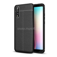 Gigapack Szilikon telefonvédő (ütésállóság, bőr hatású, varrás minta) FEKETE (GP-75871) tok és táska