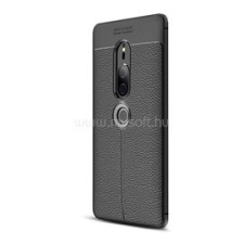 Gigapack Szilikon telefonvédő (ütésállóság, bőr hatású, varrás minta) FEKETE (GP-78119) tok és táska