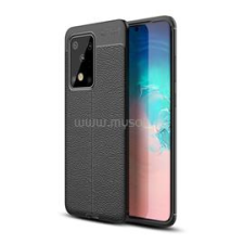 Gigapack Szilikon telefonvédő (ütésállóság, bőr hatású, varrás minta) FEKETE (GP-93482) tok és táska