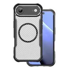 Gigapack Szilikon telefonvédő (ütésállóság, légpárnás sarok, kameravédő, karbon minta, MagSafe) FEKETE (GP-173669) tok és táska