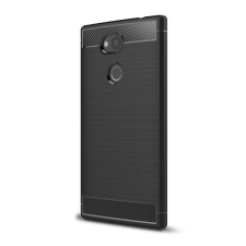 Gigapack Szilikon telefonvédő (ütésállóság, légpárnás sarok, szálcsiszolt, karbon minta) FEKETE tok és táska