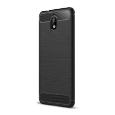 Gigapack Szilikon telefonvédő (ütésállóság, légpárnás sarok, szálcsiszolt, karbon minta) FEKETE tok és táska