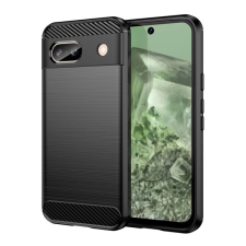 Gigapack Szilikon telefonvédő (ütésállóság, légpárnás sarok, szálcsiszolt, karbon minta) FEKETE Google Pixel 8a tok és táska