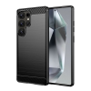 Gigapack Szilikon telefonvédő (ütésállóság, légpárnás sarok, szálcsiszolt, karbon minta) FEKETE Samsung Galaxy S25 Ultra (SM-S938)