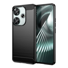 Gigapack Szilikon telefonvédő (ütésállóság, légpárnás sarok, szálcsiszolt, karbon minta) FEKETE Xiaomi Poco F6 tok és táska