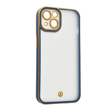 Gigapack Szilikon telefonvédő (ütésállóság, matt, műanyag hátlap, kameravédő) ARANY/SÖTÉTKÉK Apple iPhone 13 tok és táska