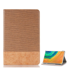 Gigapack Tok álló, bőr hatású (aktív FLIP, oldalra nyíló, asztali tartó funkció, textil minta) VILÁGOSBARNA [Huawei MatePad Pro LTE (MRX-AL19)] (5996457965212) tablet tok