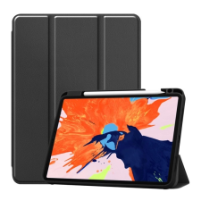 Gigapack Tok álló, bőr hatású (aktív FLIP, oldalra nyíló, TRIFOLD asztali tartó funkció, Apple Pencil tartó) FEKETE Apple IPAD Pro 12.9 (2020) tablet tok