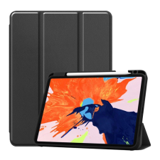 Gigapack Tok álló, bőr hatású (aktív FLIP, oldalra nyíló, TRIFOLD asztali tartó funkció, Apple Pencil tartó) FEKETE [Apple IPAD Pro 12.9 (2020)] (5996591028750) tablet tok