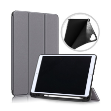 Gigapack Tok álló, bőr hatású (aktív FLIP, oldalra nyíló, TRIFOLD asztali tartó funkció, Apple Pencil tartó) SZÜRKE [Apple IPAD 10.2 (2021)] tablet tok