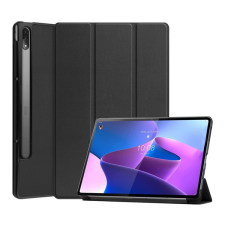 Gigapack Tok álló, bőr hatású (aktív FLIP, oldalra nyíló, TRIFOLD asztali tartó funkció) FEKETE [Lenovo Tab P12 Pro (TB-Q706F)] (5996591212944) tablet tok