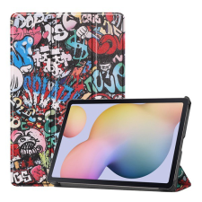 Gigapack Tok álló, bőr hatású (aktív FLIP, oldalra nyíló, TRIFOLD asztali tartó funkció, graffiti minta) SZÍNES [Samsung Galaxy Tab S8 LTE (SM-X706)] (5996457992935) tablet tok