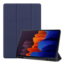 Gigapack Tok álló, bőr hatású (aktív FLIP, oldalra nyíló, TRIFOLD asztali tartó funkció, S Pen tartó) SÖTÉTKÉK [Samsung Galaxy Tab S8 Plus LTE (SM-X806)] (5996591028781) - Tablet tok tablet tok