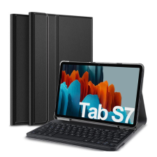 Gigapack Tok álló, bőr hatású (FLIP, bluetooth billentyűzet, asztali tartó funkció, QWERTY, angol nyelvű) FEKETE [Samsung Galaxy Tab S8 LTE (SM-X706)] (5996591002019) - Tablet tok tablet tok
