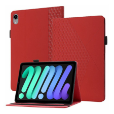 Gigapack Tok álló, bőr hatású (FLIP, oldalra nyíló, asztali tartó funkció, 3D rombusz minta, prémium) PIROS [Apple IPAD mini 6 (2021)] tablet tok