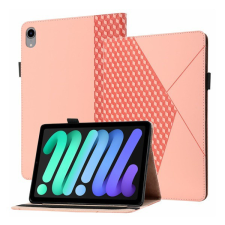 Gigapack Tok álló, bőr hatású (FLIP, oldalra nyíló, asztali tartó funkció, 3D rombusz minta, prémium) ROZÉARANY [Apple IPAD mini 6 (2021)] tablet tok