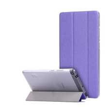Gigapack Tok álló, bőr hatású (FLIP, oldalra nyíló, TRIFOLD asztali tartó funkció, selyem minta) LILA [Huawei Mediapad T3 7] (5996457721559) tablet tok