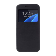 Gigapack Tok álló, bőr hatású (FLIP, oldalra nyíló, View Window, szálcsiszolt mintázat) FEKETE Samsung Galaxy S7 (SM-G930) tok és táska