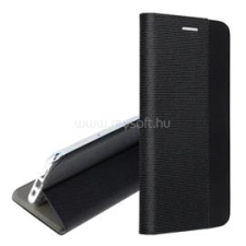 Gigapack Tok álló, bőr hatású FLIP, textil minta, FEKETE (GP-182969) tok és táska